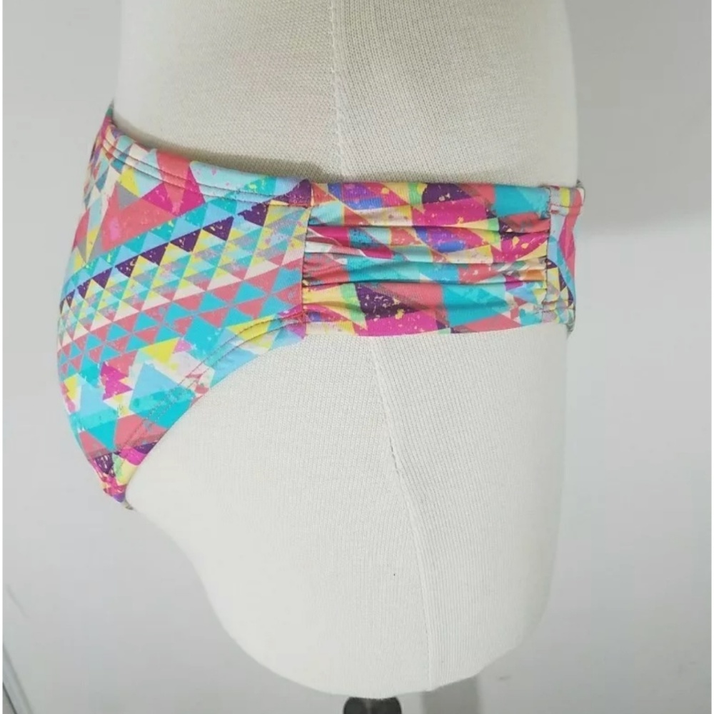 Bar III  Pink Printed Ruched Hipster Swim Bottom - Picture 4 of 5